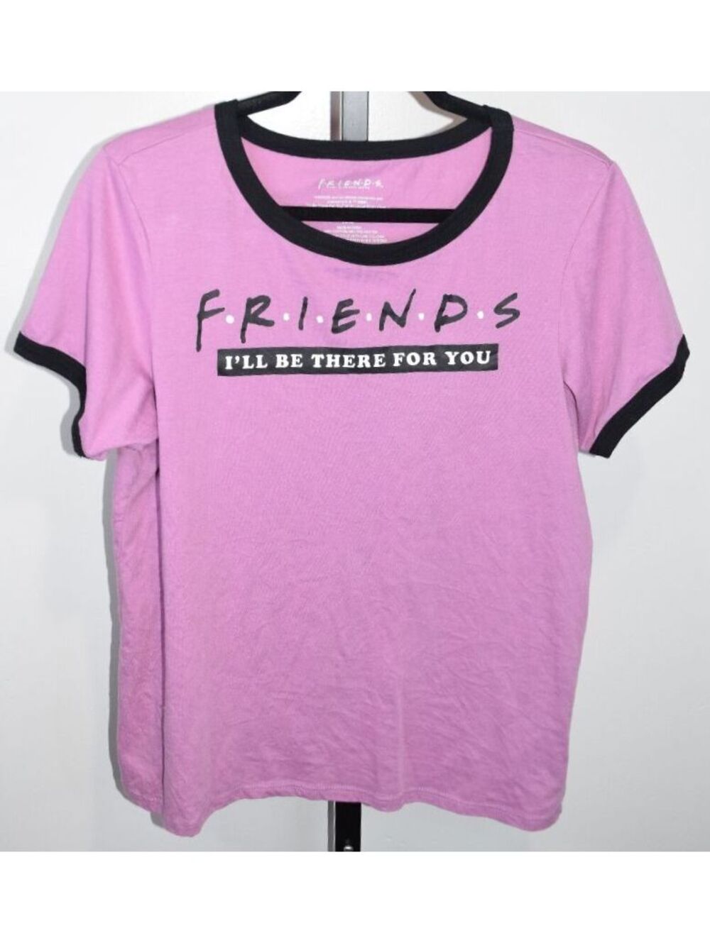 FRIENDS I'll Be There For You Ringer Tee Officially Licensed Pink Black Trim XXL